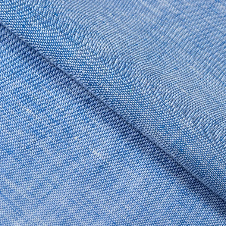 Two Tone 14S 140CM width Yarn Dyed Demin Pure Linen Fabric Wholesale