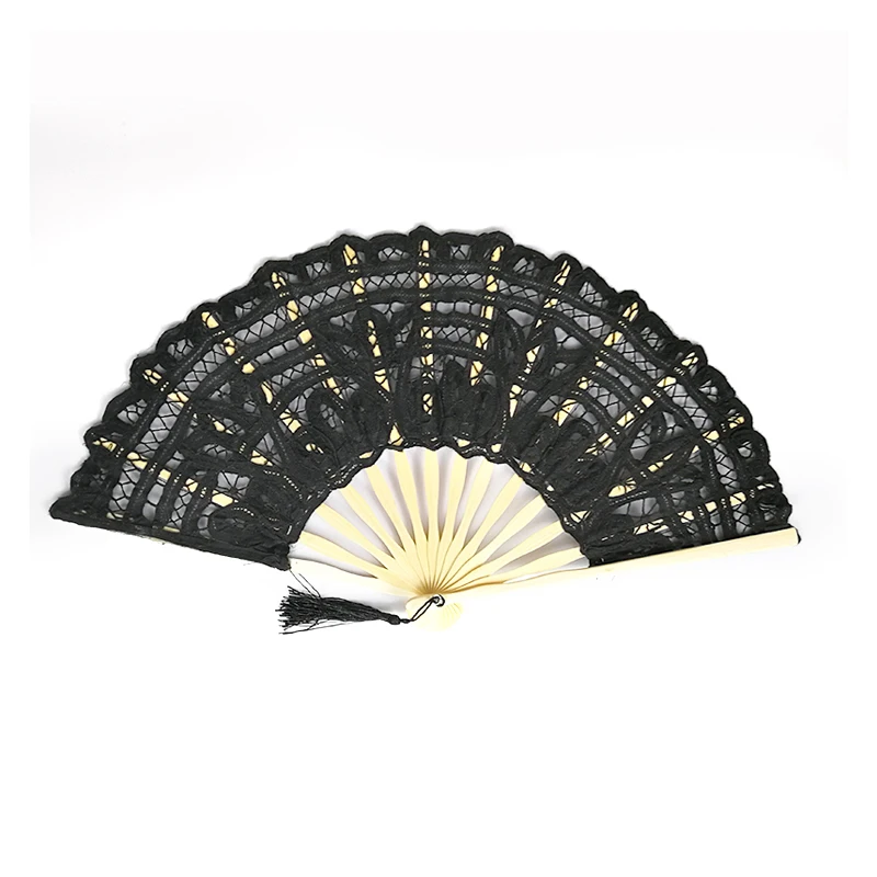 Factory direct sale hand fans lace new concise female folding fan lace fan