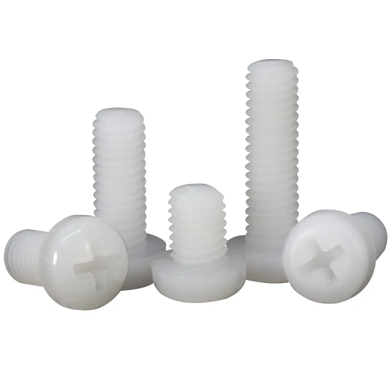 White nylon cross round head screws Cross pan head plastic screws Plastic screw bolts M2M2.5M3M4