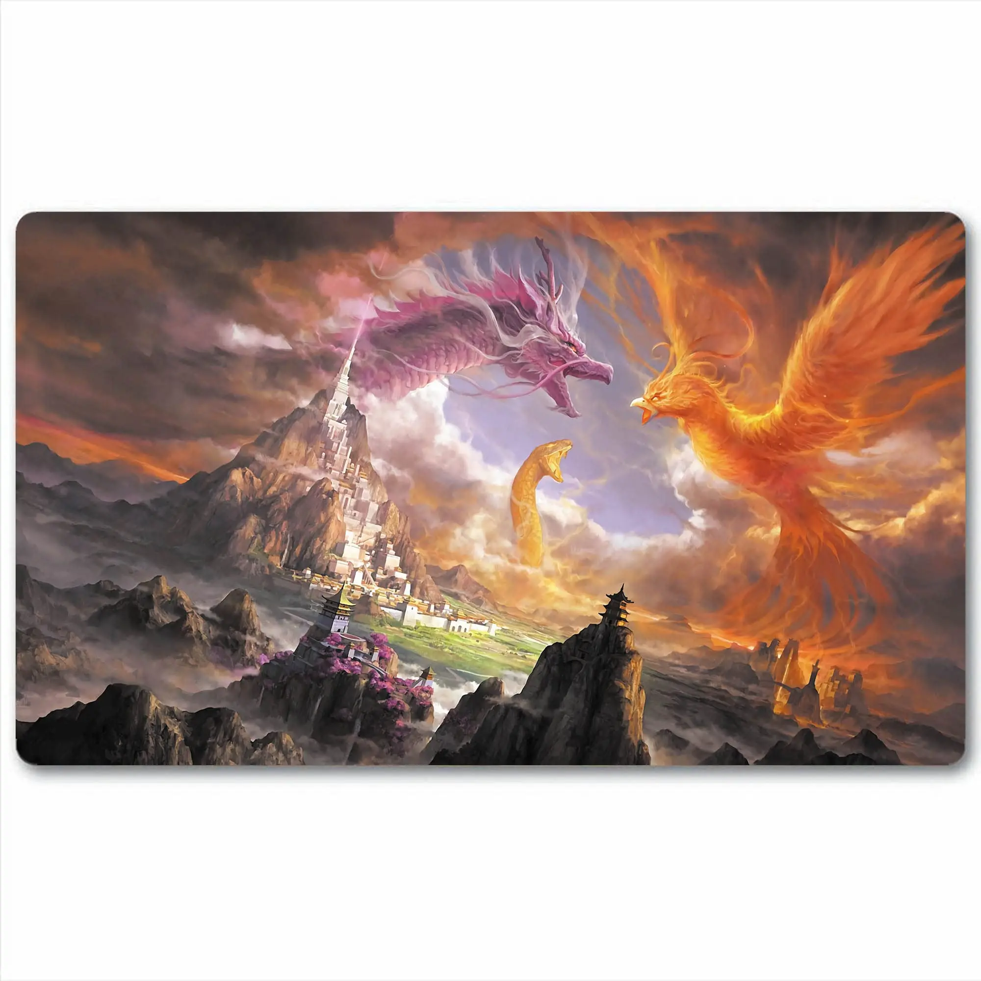Board Game TCG Playmat MTG RPG CCG Trading Card Game Smooth Cloth Surface Rubber Base with Stitched Edges Tabletop Card Playmat