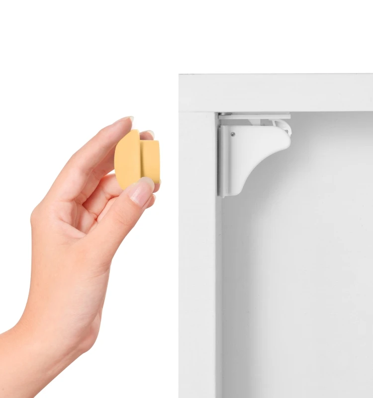 Hidden safety cabinet magnetic lock set for baby security easy installation no drilling required