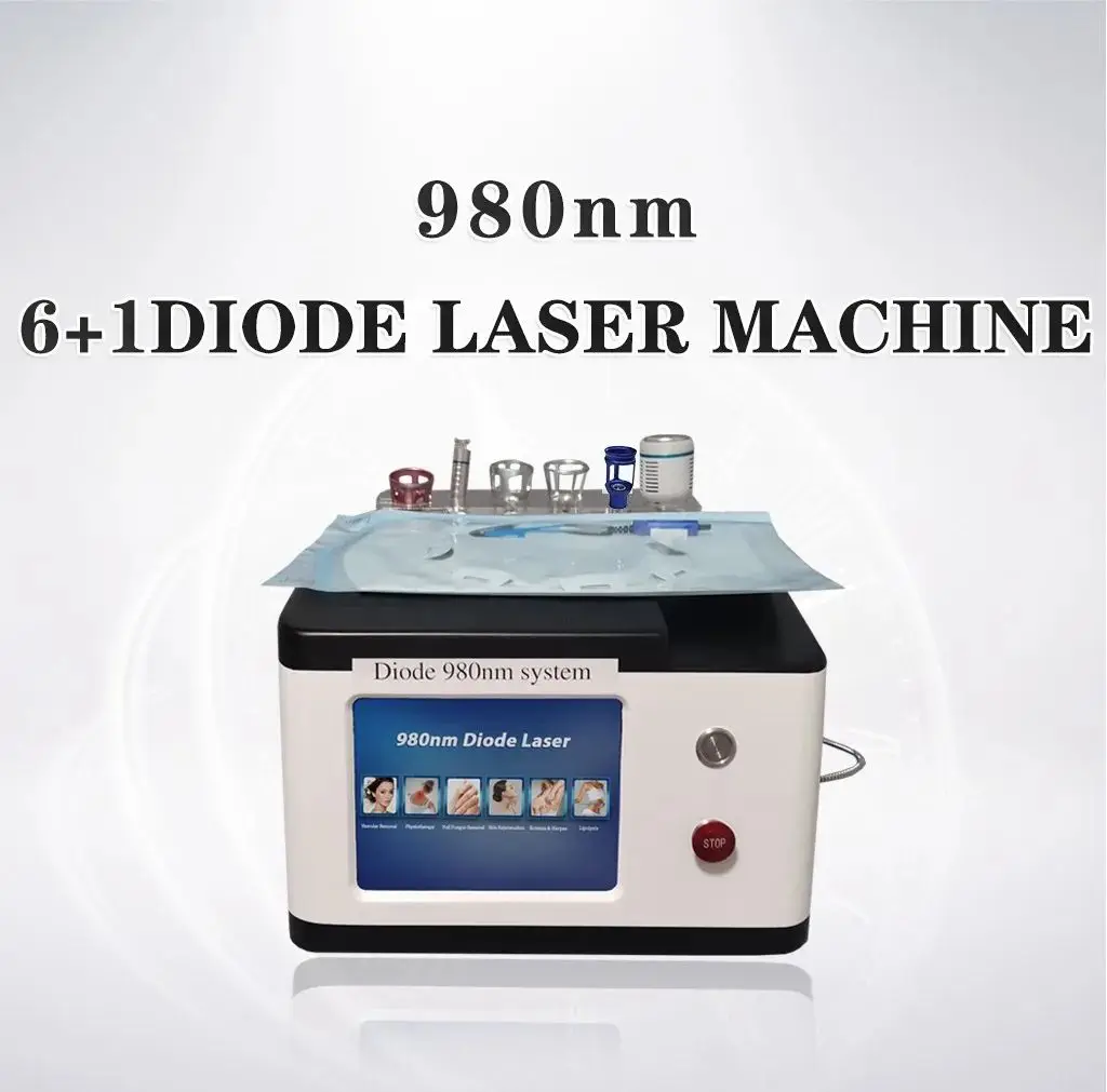 Newest 980nm 6+1  Laser Diode Laser Vascular Removal 980Nm Physiotherapy Machine varicose veins treatment