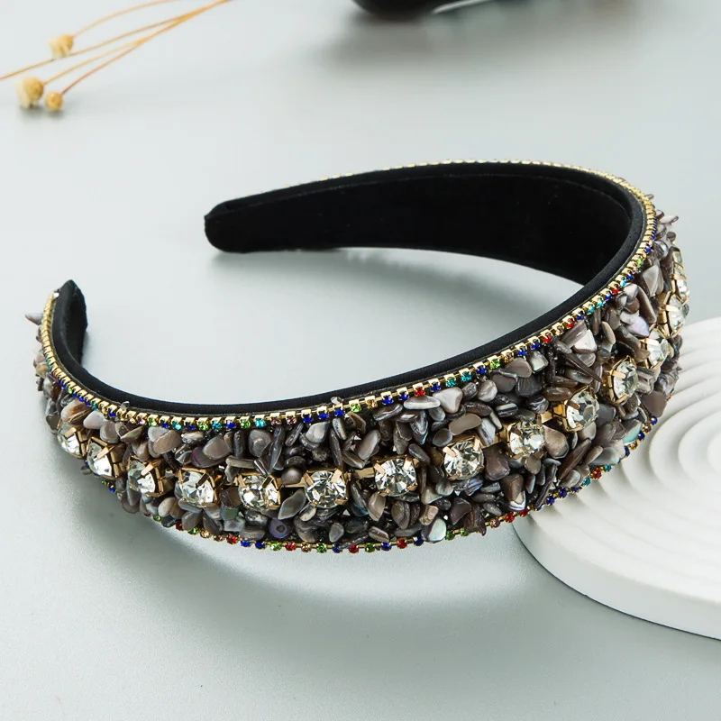 Wholesale Fashion Luxury Diamond Hairband Women Hair Accessories Beaded Baroque Bling Crystal Padded Rhinestone Headband