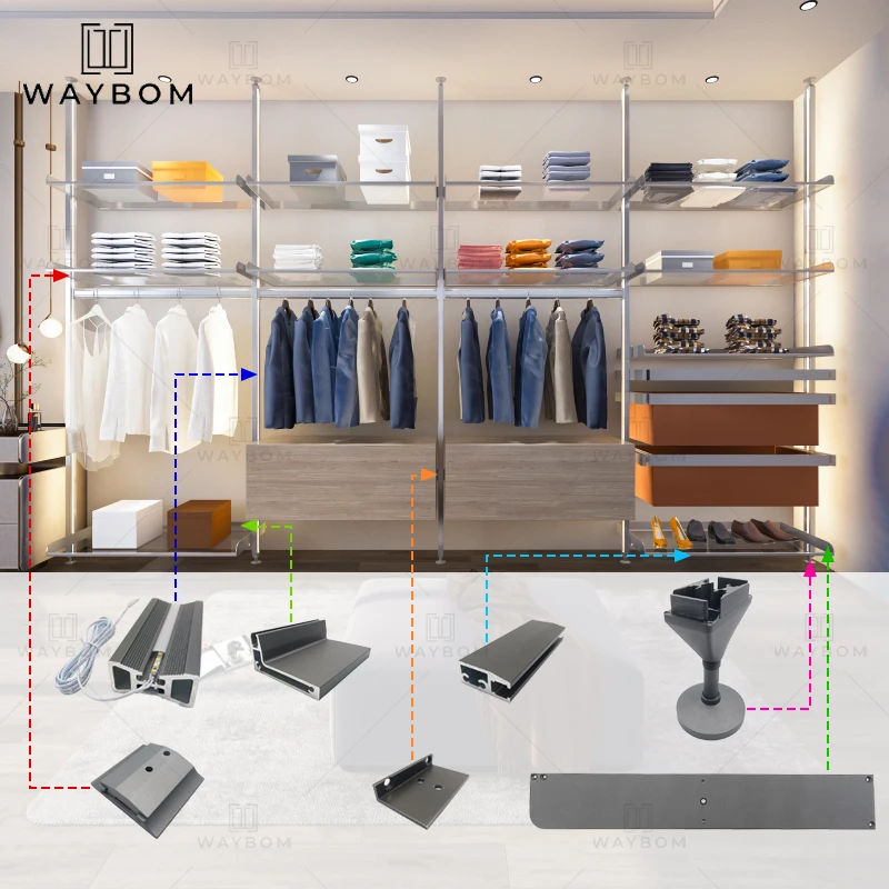 Waybom Aluminium Profile  Wardrobes Pole Profiles Pole System Wardrobe Profiles