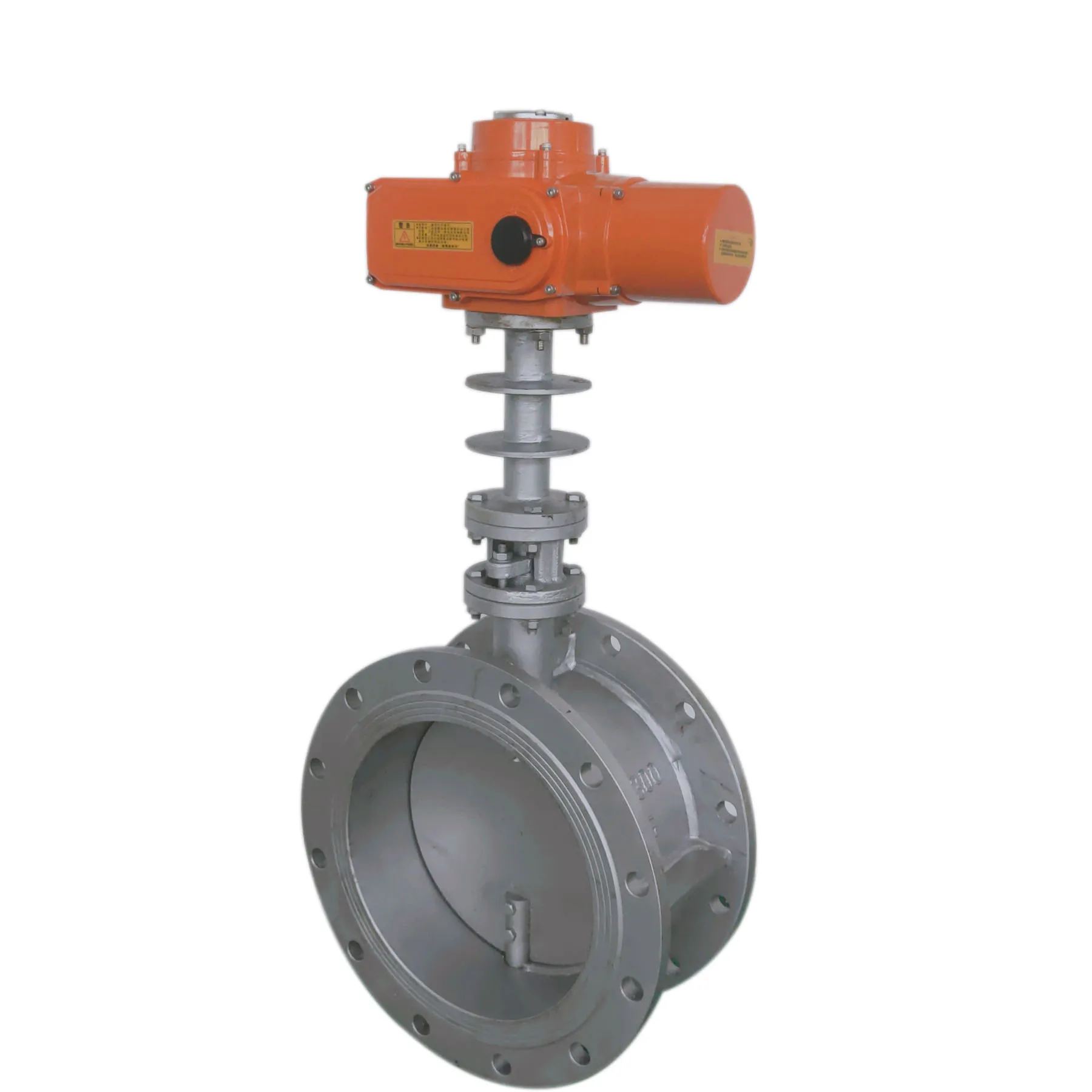 Large torque electric actuator with flange connection ventilation butterfly valve