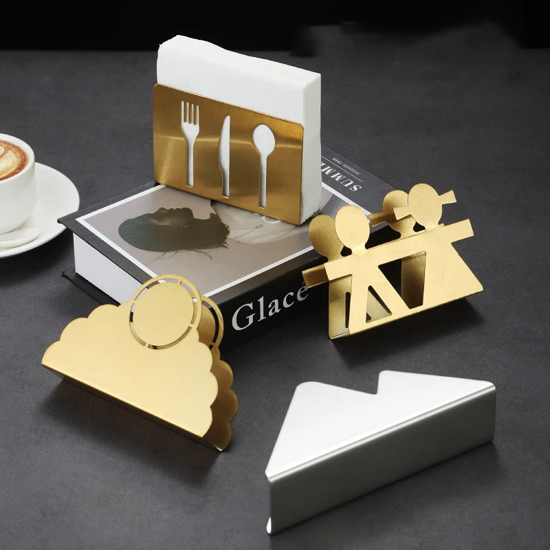 Stainless Steel Tissue Paper Napkin Holder Hotel Dining Table Desktop Metal Gold Sliver Tissue Dispenser