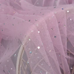 baby pink tulle stamping mesh fabric sequin tulle fabric sequin fabric for princess skirt