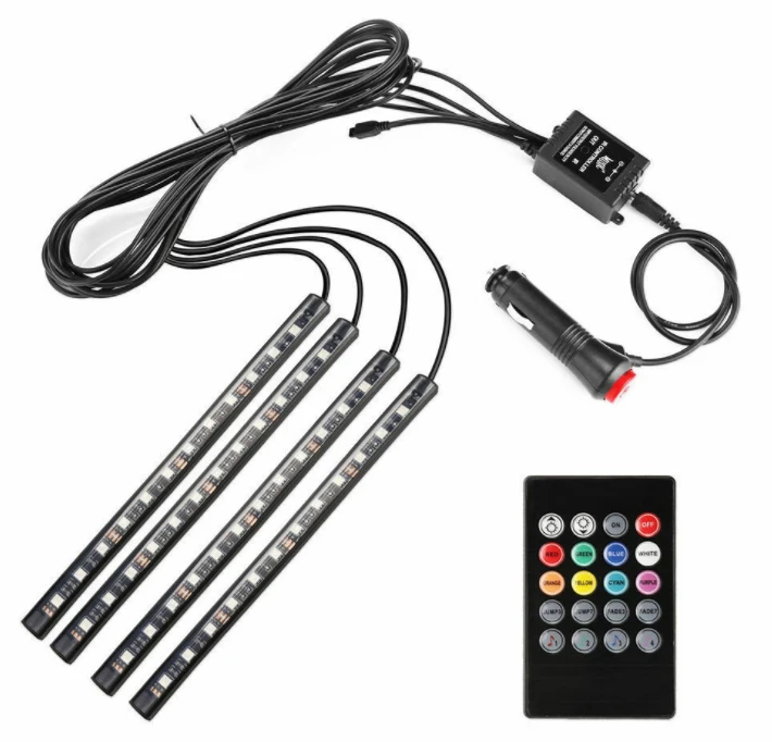 manufacturer cigarette lighter USB 4*12SMD 5050 Flexible Rechargeable LED Decorative Strip Light Waterproof