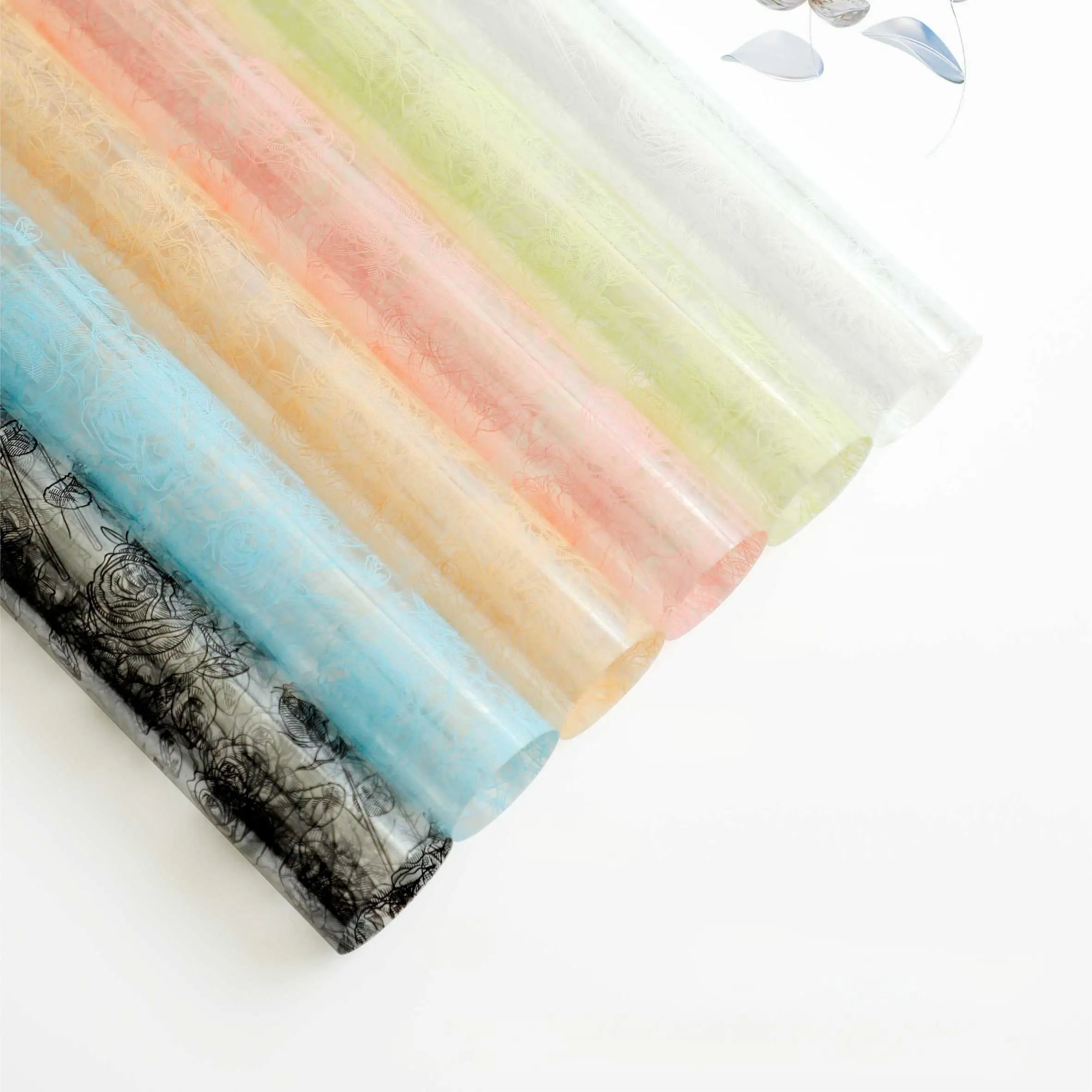 2024 New Arrival Crystal Rose Style Printed BOPP Plastic Flower Bouquet Waterproof Wrapping Paper Florist Wrapping Material