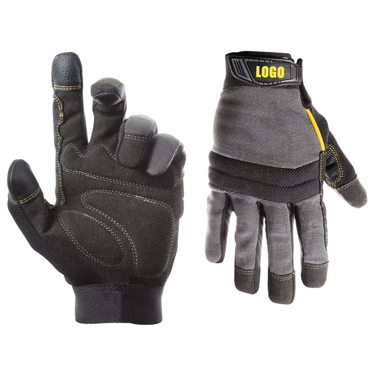 ENTE SAFETY  leather impact mechanics safety gloves with logo