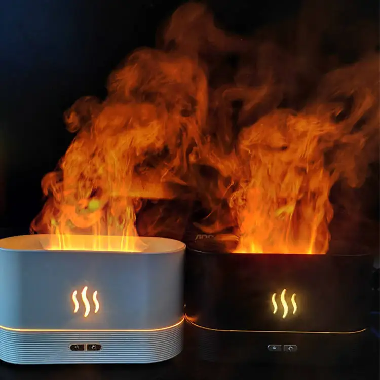 2022 Drop Shipping Factory Direct Sale Ultrasonic Air Essential Oil Fire Aromatherapy Mist Aroma Diffuser Wit Flame Humidifier