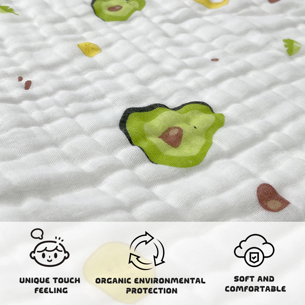 100% Organic Cotton Muslin Gauze Swaddle Baby Bedding 6 Layer Custom Print Muslin Blankets For Babies