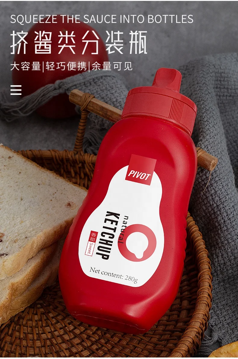 China factory 9oz 270ml plastic tomato ketchup hot selling food grade plastic sauce squeeze bottles