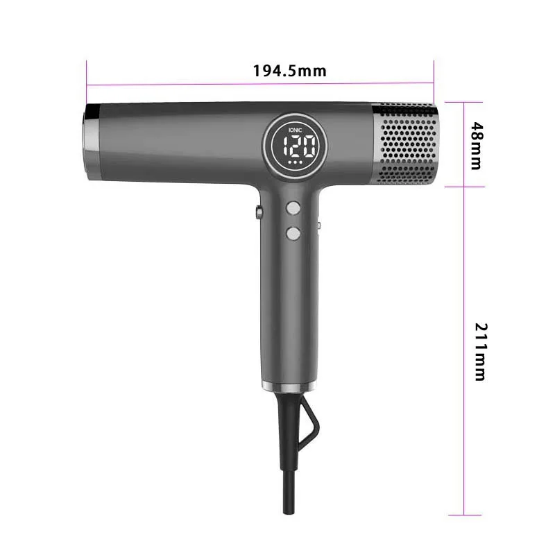 High Speed LED Screen Display Low Noise NTC Constant Temperature Blow Hair Machine Hair Dryer (100-110V US  Plug)