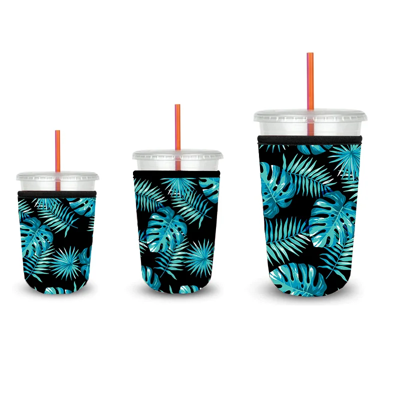 Wholesale durable Non Slip Surface custom logo Cold Drinks Beverages 3 Pack Reusable Neoprene Coffee Cup Sleeve with Handle