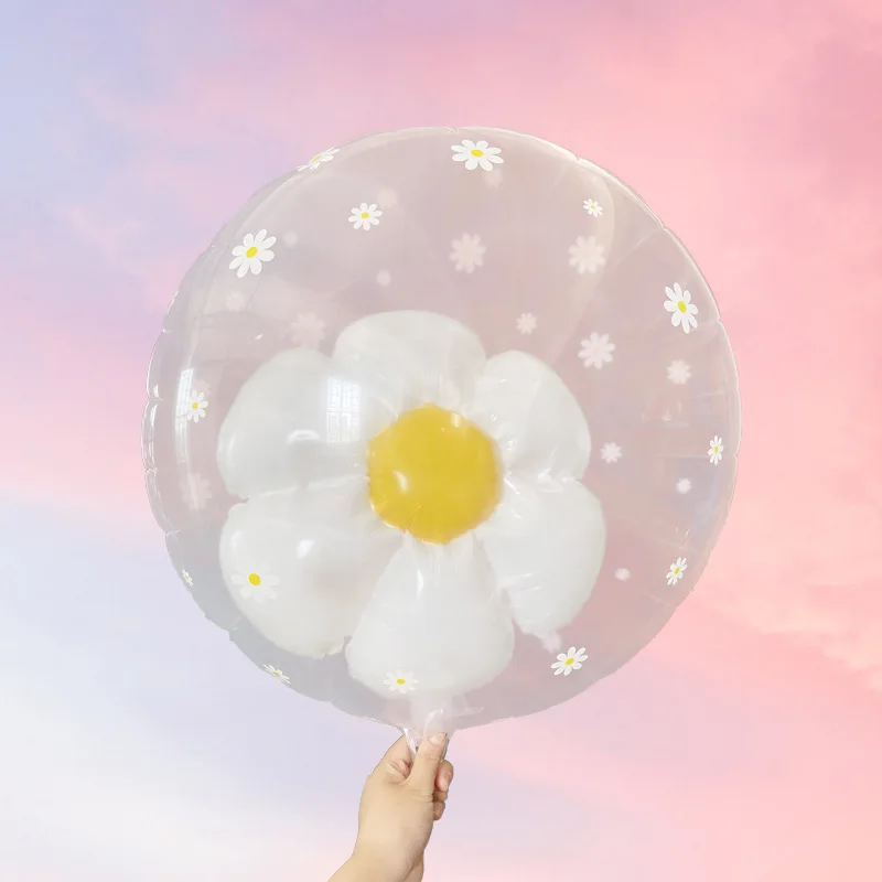 New Style 24inch Ball in Ball Daisy Transparent Bobo Balloons for Party Anniversary Wedding Decor Photography Props Bobo Balloon