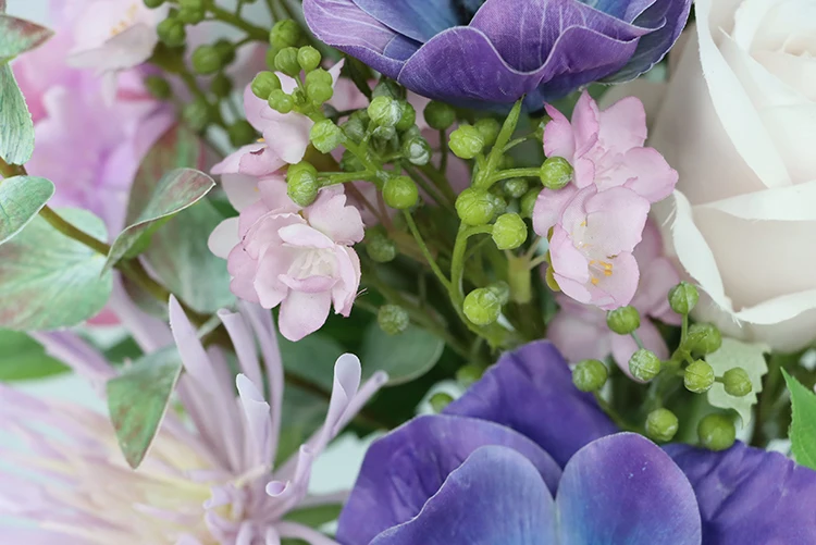 Factory Price Home Decor Rose Bundle dark purple flowers wedding 52cm Vuokot rose bundle Artificial Flower Bouquet