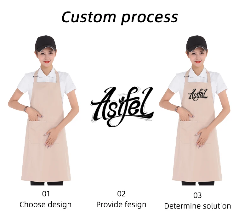 Women Korean Apron Construction Woodworking Water Proof Waitress Apron Kitchen Uniform Cotton Aprons Custom