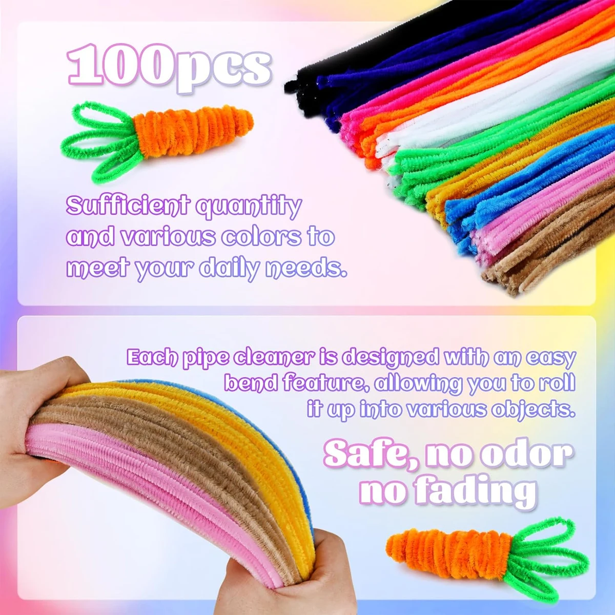 New color Thick Twist Bar Puzzle Toys Chenille Stems Kindergarten Children/Kids DIY Handmade fuzzy wire pipe cleaner