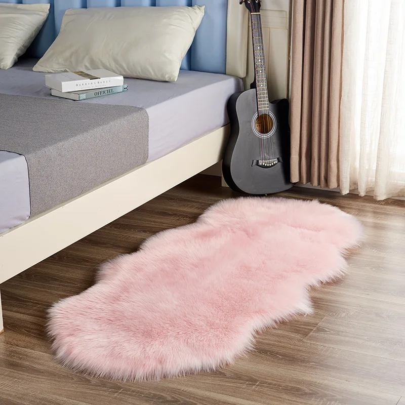 Rabbit fur rug customized luxury Artificial wool carpet faux sheep skin rug high design area rug for living room