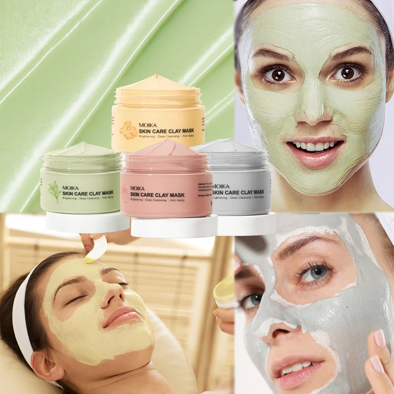Natural Dead Sea Turmeric Green Tea Pink Rose Face Mud Clay Mask Moisturizing Whitening Facial Mud Mask For All Skin Types