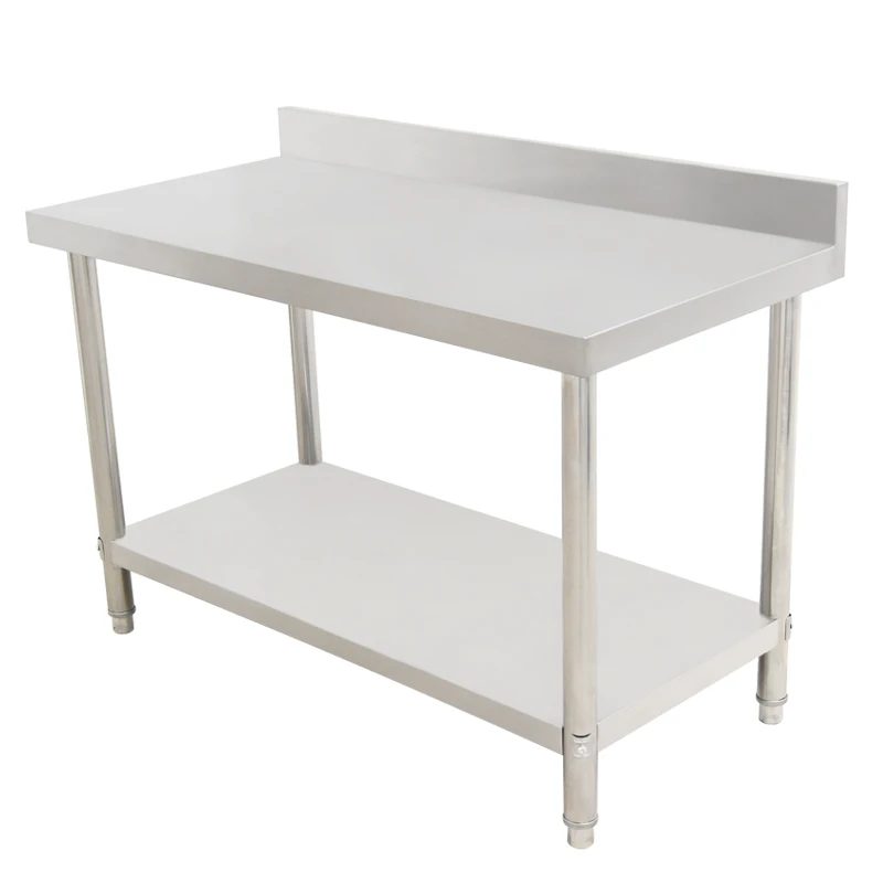 Commercial Kitchen Prep Table Worktable Stainless Steel Workbench With Baffle