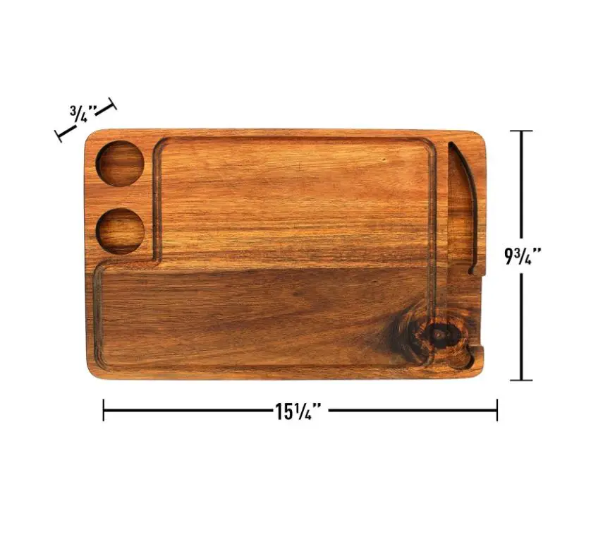 Acacia Steak Board with Knife Holder Plate for Serving, Wooden Cutting Board for Kitchen