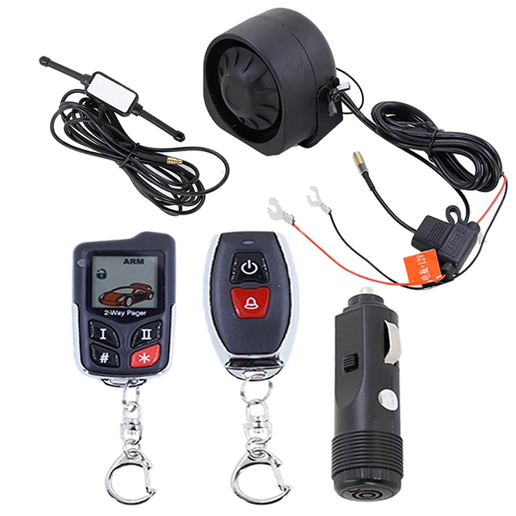 Two way siren and lcd remote control start wireless installation talking car alarm system dc 12v 120db car alarms