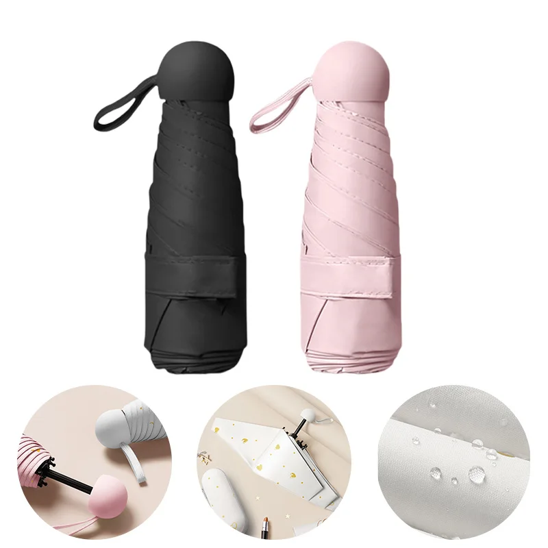 manufacturer Portable umbrella Mini compact 5 folding umbrella Student capsule umbrella Sunshine and rain guarda chuva