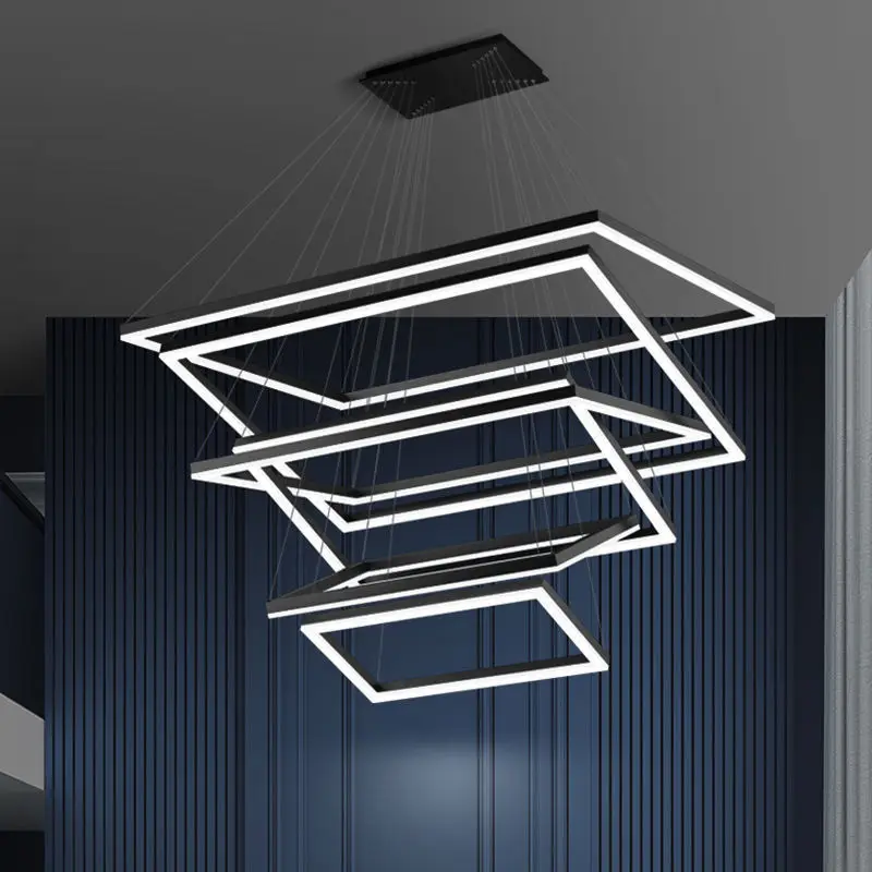 new modern crystal chrome rectangular led pendant lamp