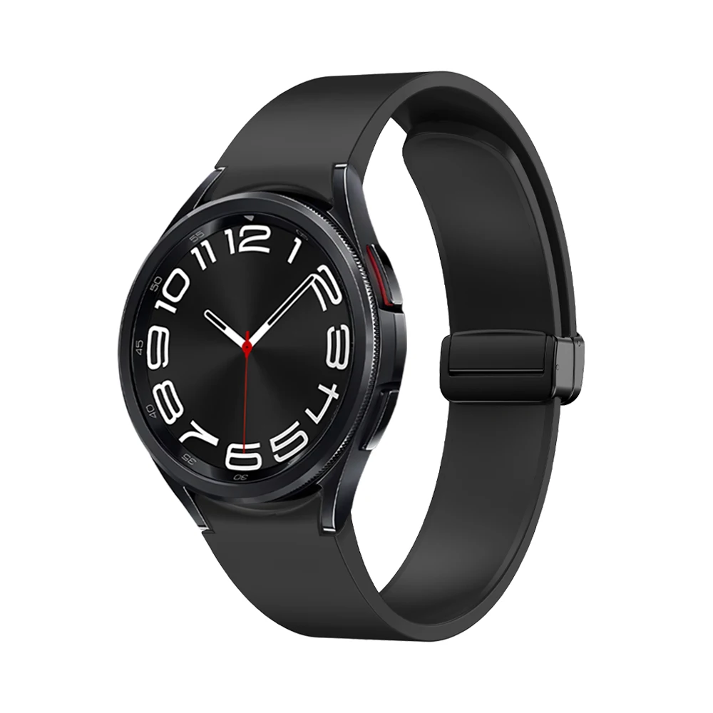 Silicone Magnetic Strap for Samsung Galaxy Watch 6 20mm Watchband Sport Silicone Folding Buckle Straps for Samsung Watch 6 Bands