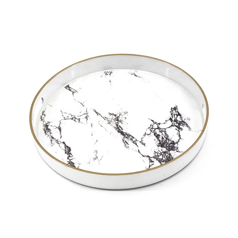 Factory Bulk Buy Custom Design Decorative Tray for Coffee Table Food Plastic Serving storage Trays With Handles