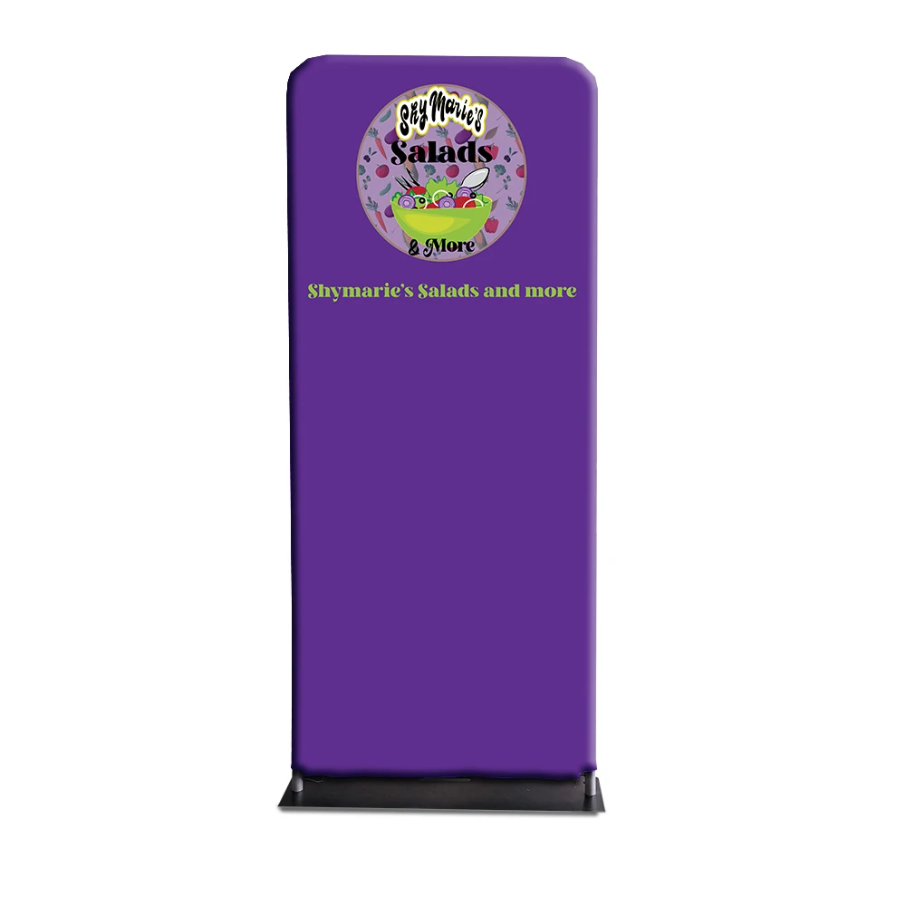 Custom aluminum tube frame tension fabric display banner stand with steel plate base