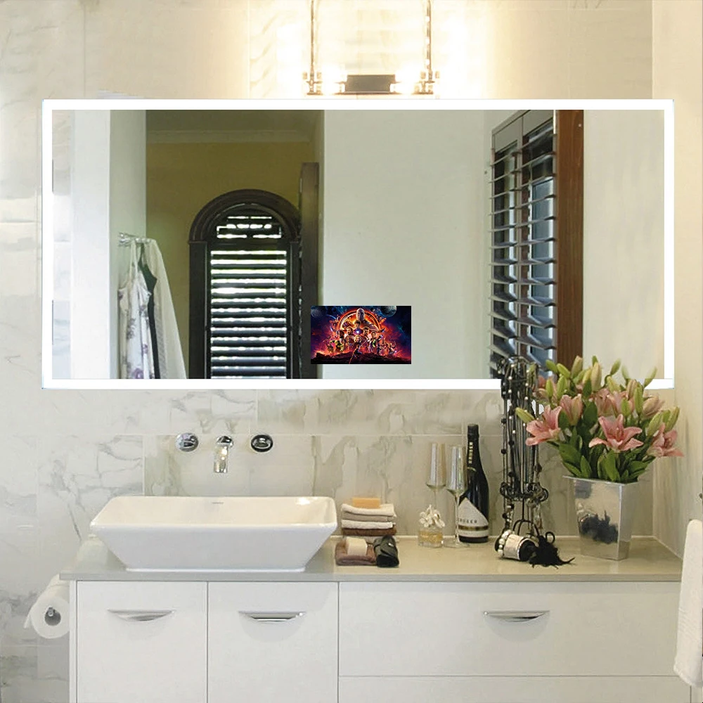 Bathroom Smart Mirror Factory Price Customized Size illuminated TV Mirror