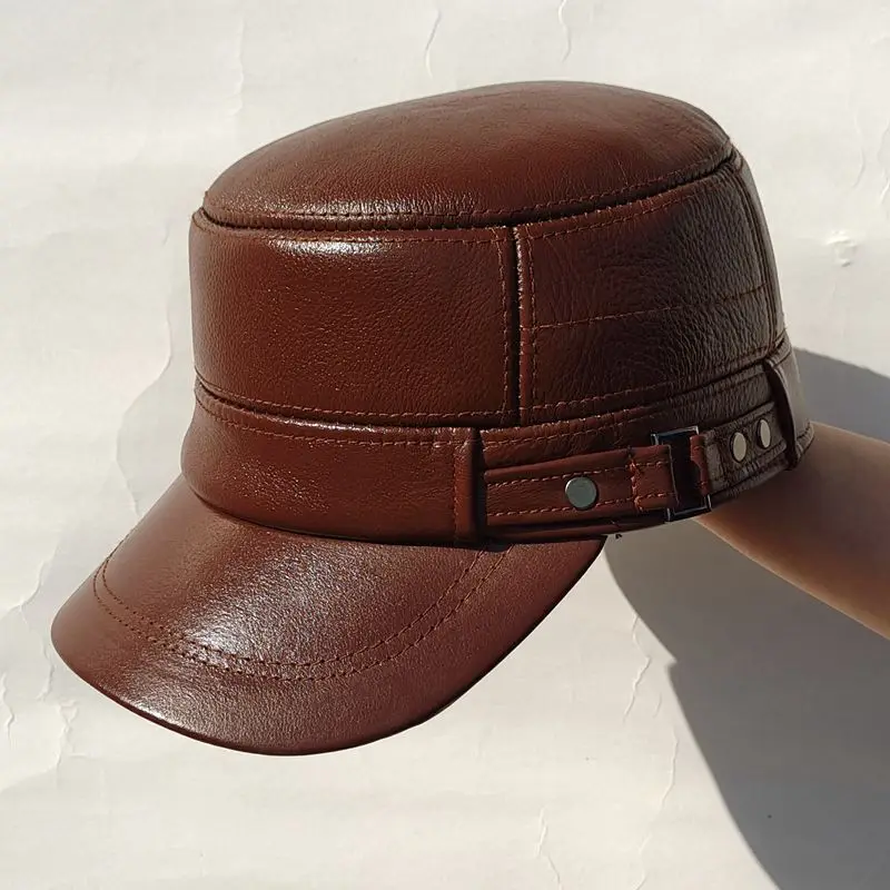 All matching fur outdoor leisure middle-aged and old-aged leather cap adult baseball cap