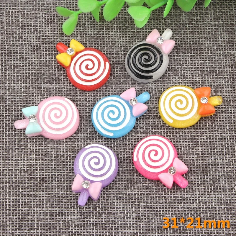 Big Size Rainbow Color Lollipop Resin Cabochon Swirl Sugar Lolly Lollipop Polymer Clay Craft Nail Decoration