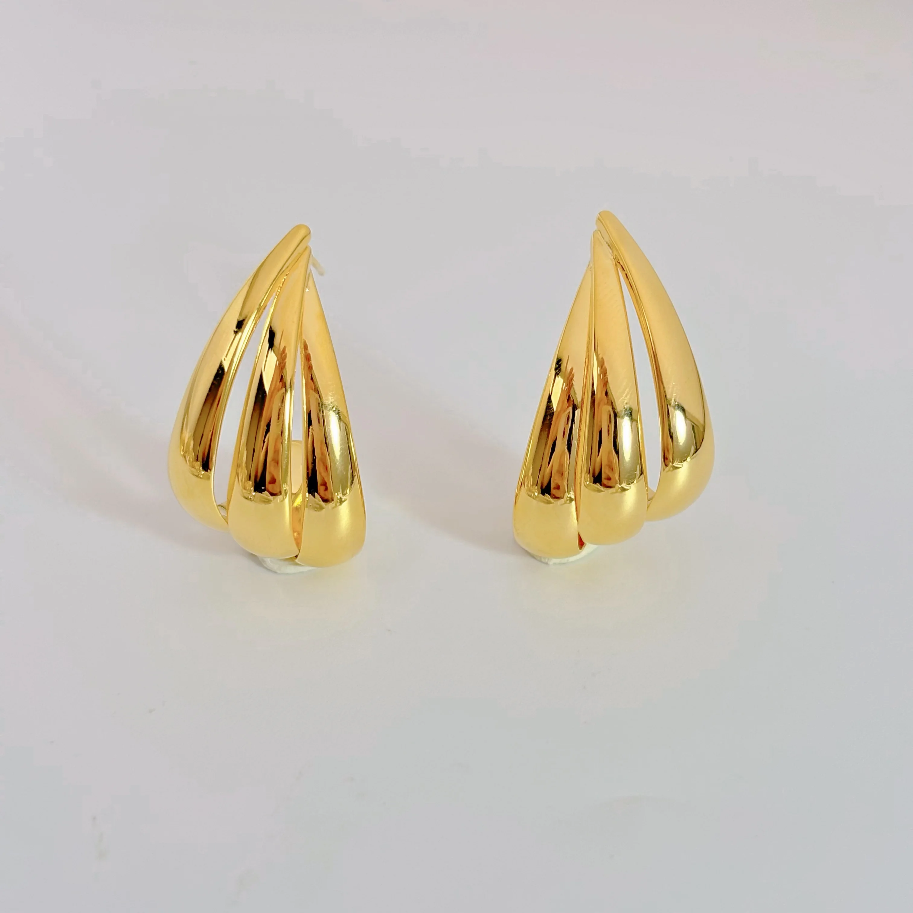 Серебром оптовая продажа серьги с золотым покрытием Популярные последние 2024 полые трехслойные геометрические женские ювелирные изделия