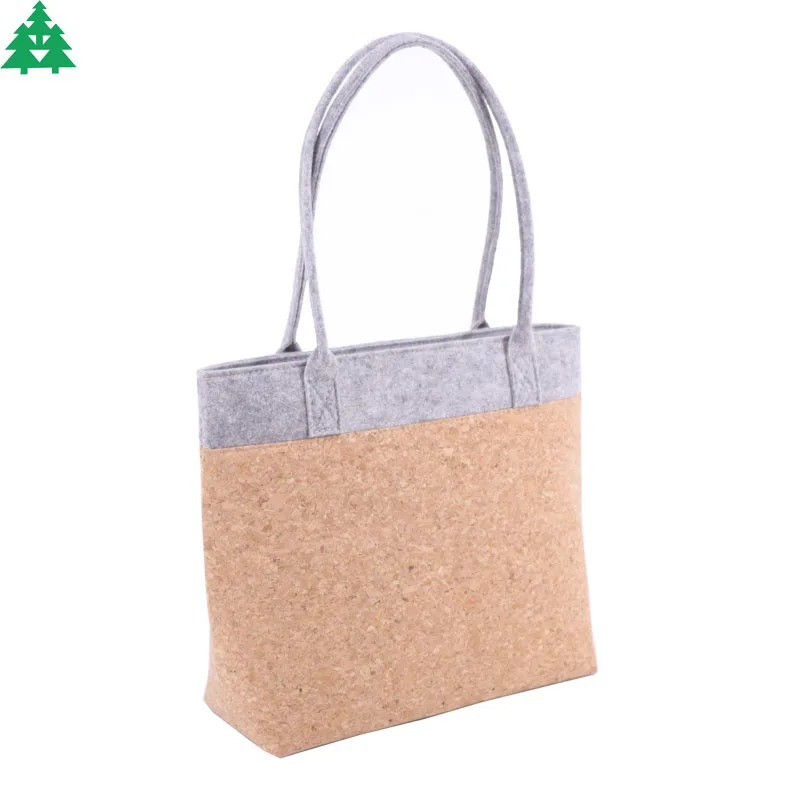 Shopping Bags Lady Women Handbags Popular Felt and Cork Products Handmade Fabric Fashion Customized Logo