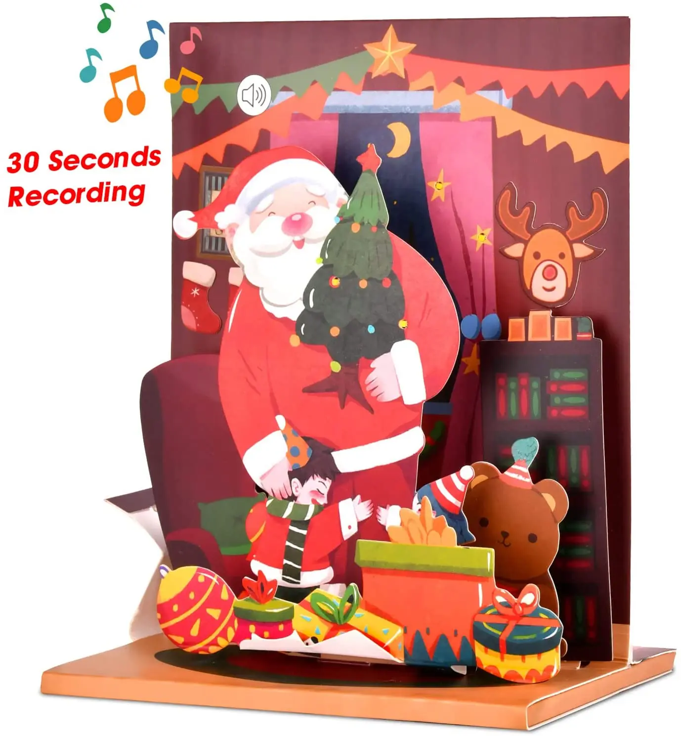 Рождественская открытка с записываемой звукозаписью поздравительная «сделай сам» аудио голосовая персонализированным звуком