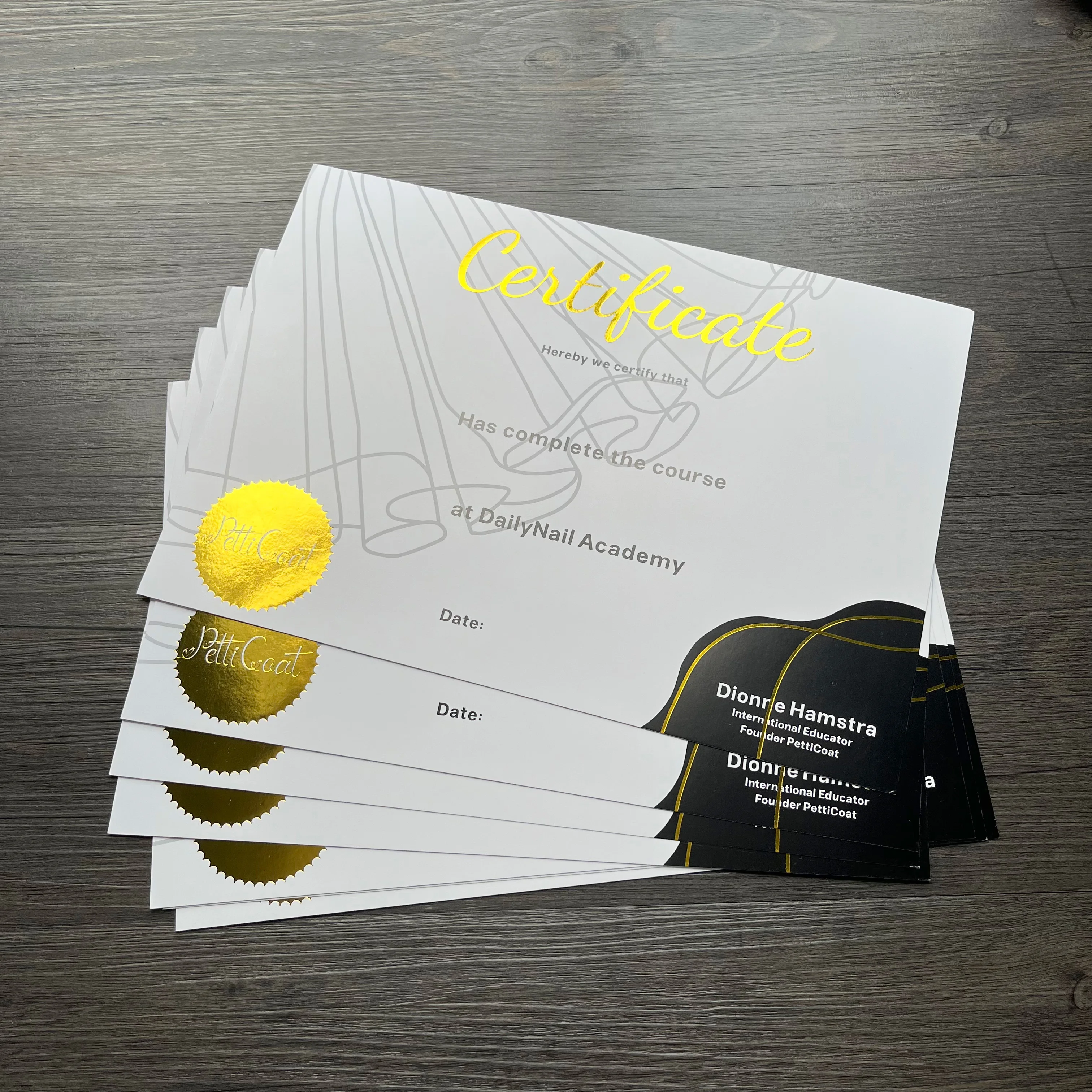 Gold foil A4 size certificate paper custom certificate of authenticity luxurious gift certificate