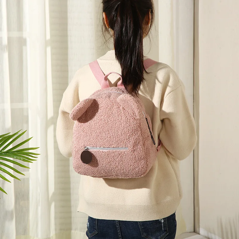Wool fleece Plush teddy Bear Backpack Toddler Cartoon bookBags kids school backpack mochilas escolares 2022 mini Plush Backpack