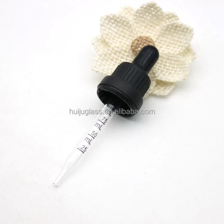Din 18mm 415 Cosmetic Essential Oil Glass Bottle Use black/white Rubber Dropper Pipette Glass Dropper