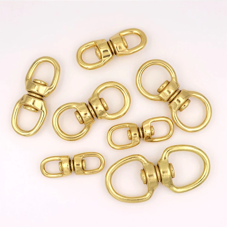 Double Ring Ended Swivel Eye Hooks Solid Brass Eye to Eye Swivel Connector For Leather Craft