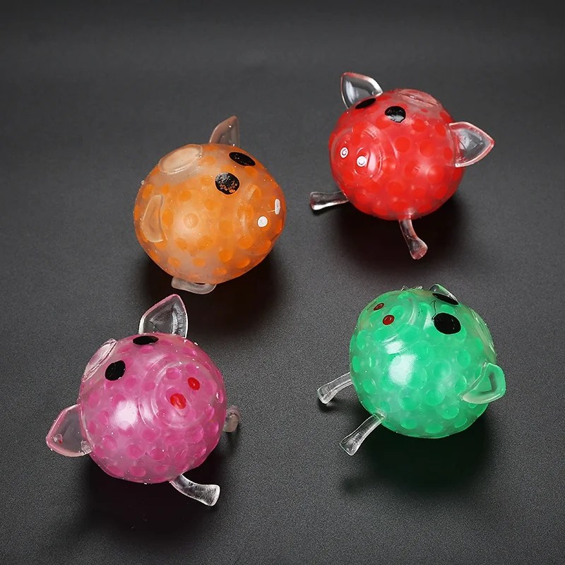 Wholesale TPR material Splat Pig ball Stress Relief Toy With Bead Inside Soft Squeeze Stress Toys Anti Stress Relief Ball