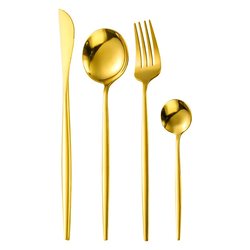Kitchen gold cutlery set flatware 410 stainless steel cutlery flatware set