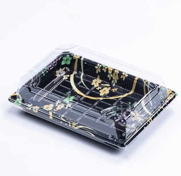 Various Type Anti-fog Plastic sushi container oem plastic sushi packing box take away food packaging tray whole sale price