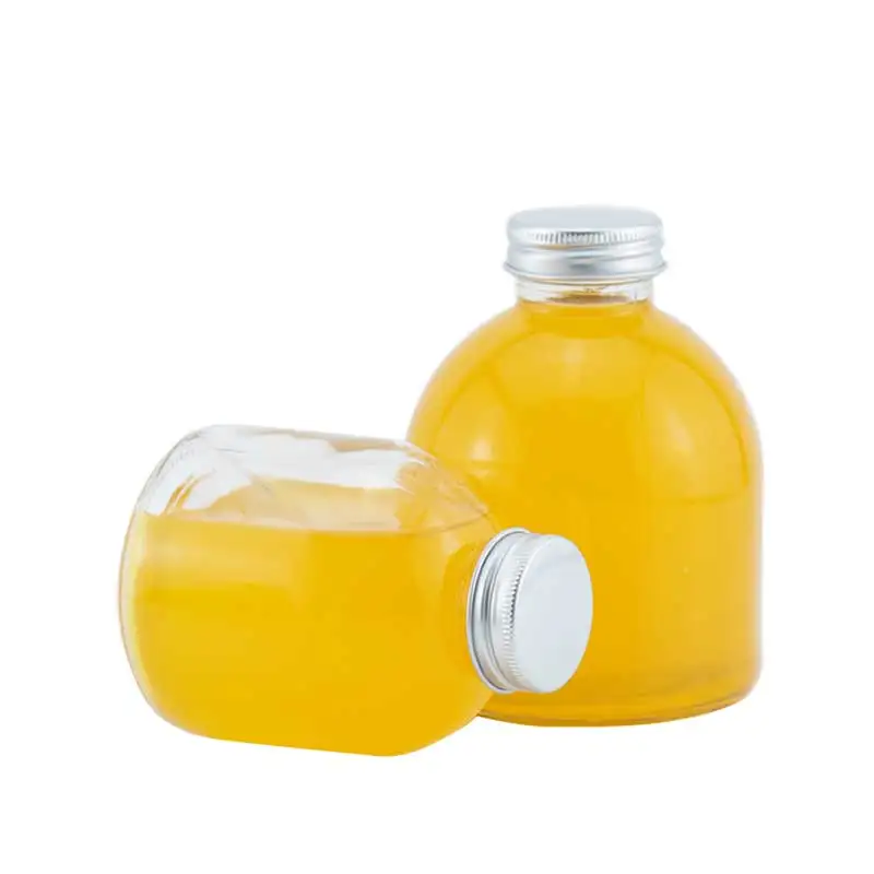 Wholesale 300ml creative modeling glass net red drink bottle transparent fruit juice bottle milk tea big belly bottle