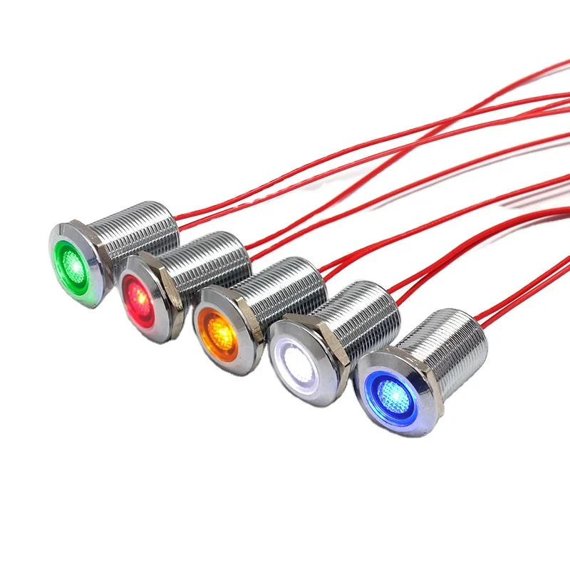 FILN diameter 12mm Signal Pilot Lamp waterproof  3V 6V 12V 24V  110V 220V LED Indicator Light with wire CE CCC