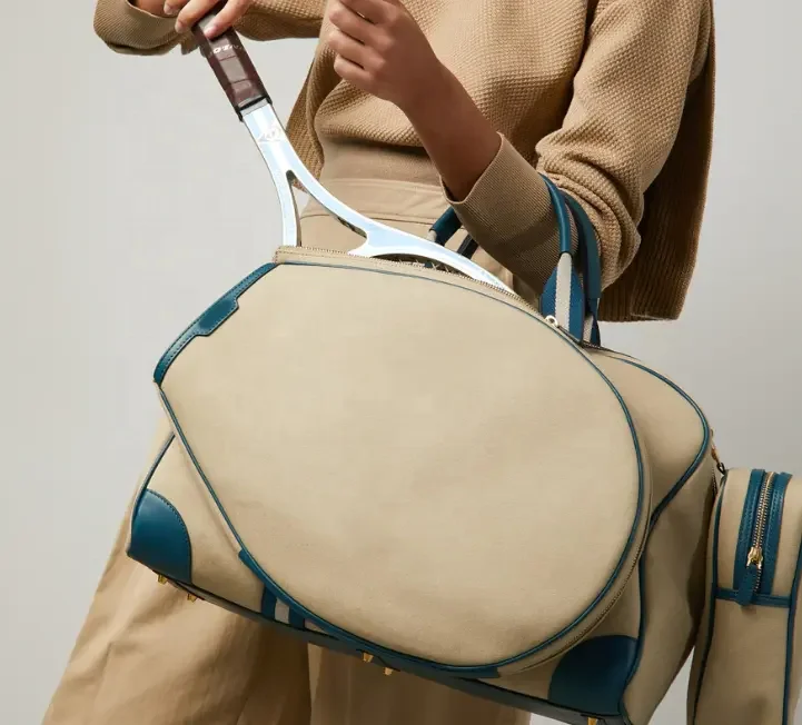 Hot Sell Luxury Customize Tennis Racket Bags Pickle Ball tote dufflel Bag Pickleball Bag With Leather Trims