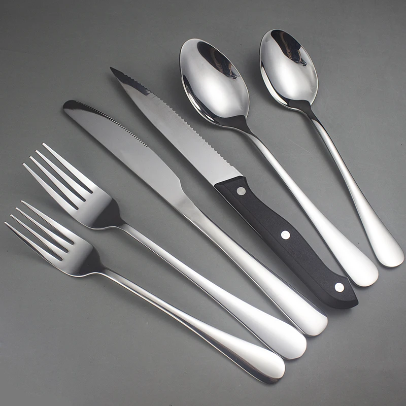 Western Restaurant Wedding Party Silverware Stainless Steel Metal Cutlery With Steak Knife